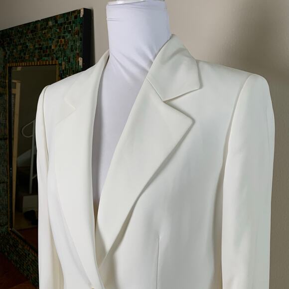 Kasper Petite Size 10P Blazer Jacket One Button White Career Minimalist - Picture 5 of 8